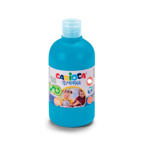 Carioca Botella De Tempera 250Ml - Colores Superlavables - Faciles De Mezclar - Aplicable En Materiales Porosos - Alta Opacidad - Color Azul Cyan