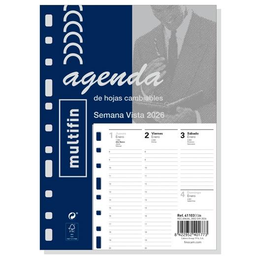 Finocam Recambio Anual Agenda 11 Anillas Multifin 3002-155X215Mm Svv 2026