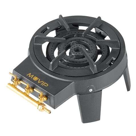 Muvip Fogon De Gas Con 3 Distribuidores De Fuego - Llaves De Gas Independientes - 9Kw De Potencia - Material: Hierro Fundido