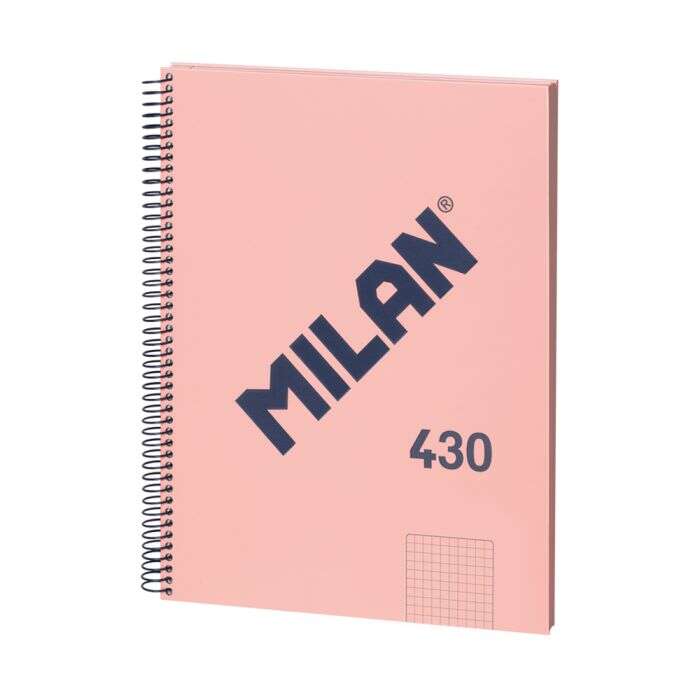 Milan Serie 1918 Cuaderno Espiral Formato A4 Cuadricula 5X5Mm - 80 Hojas De 95 Gr/M2 - Microperforado, 4 Taladros - Color Rosa
