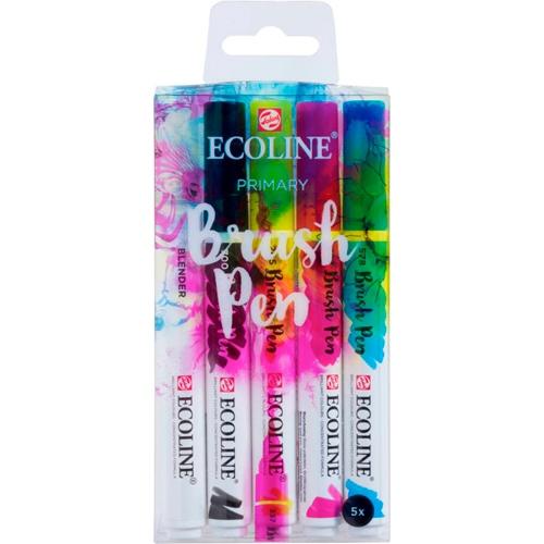 Talens Ecoline Set 5 Rotuladores Brush Pen Primario Punta Pincel C/Surtidos Estuche 5 Ud