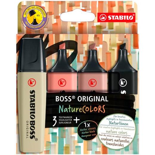 Stabilo Marcador Boss Original Naturecolors Colores Surtidos Estuche 3+1 Ud