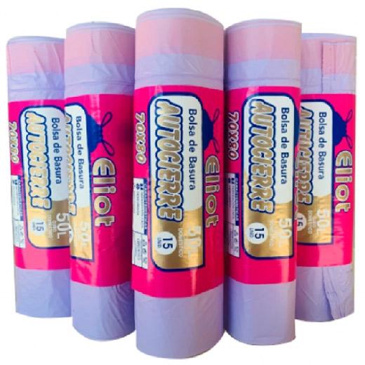 Eliot Bolsa De Basura Autocierre 70X80 Rollo De 15 Violeta