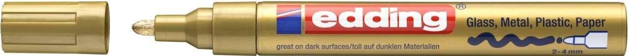 Edding 750 Rotulador Permanente - Punta Redonda - Trazo Entre 2 Y 4 Mm. - Tinta Opaca - Secado Rapido - Color Oro