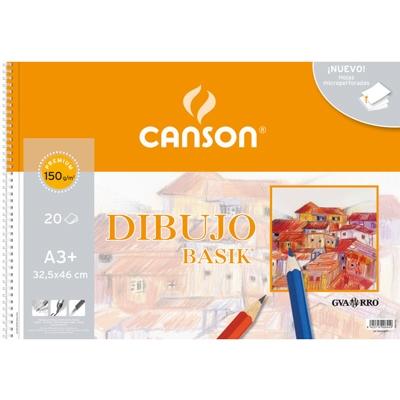 Canson Bloc Dibujo Basik Espiral 20H A3+ 150Gr Microperforado C/Recuadro Blanco Natural