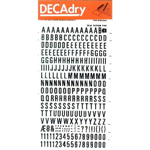 Apli Letras Y Números Transferibles 8Mm 277 Caracteres Negro