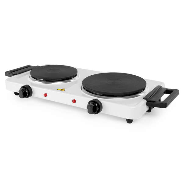 Orbegozo Pe 2755 Placa Electrica Doble - Alto Rendimiento Y Seguridad - Potencia 2500W - 2 Termostatos Regulables - Asas Plegables - Indicadores Luminosos