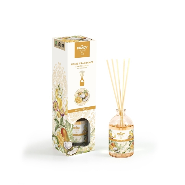 Prady Ambientador Mikado Yani Tatus - Frasco De Cristal 100 Ml Y Varitas Difusoras