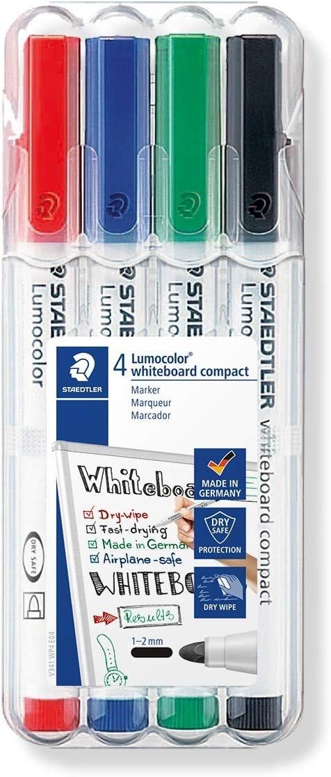 Staedtler Rotuladores Pizarra Blanca Lumocolor Punta Redonda C/Surtidos Estuche 4 Ud