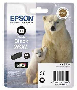 Epson T2631 (26Xl) Negro Photo Cartucho De Tinta Original - C13T26314012