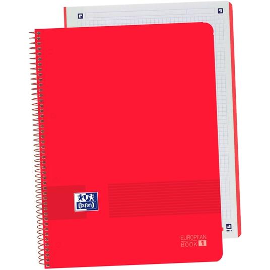Oxford Cuaderno Live&Go Europeanbook 1 80H A4+ 5X5Mm Microperforado T/Plástico Pack 5 Ud Rojo