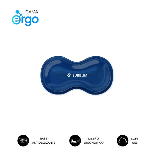 Subblim Ergo Crystal Flex Reposamuñecas Para Raton - Gel Refrigerante Autoajustable - Diseño Ondulado Ergonomico - Base Antideslizante - Color Azul