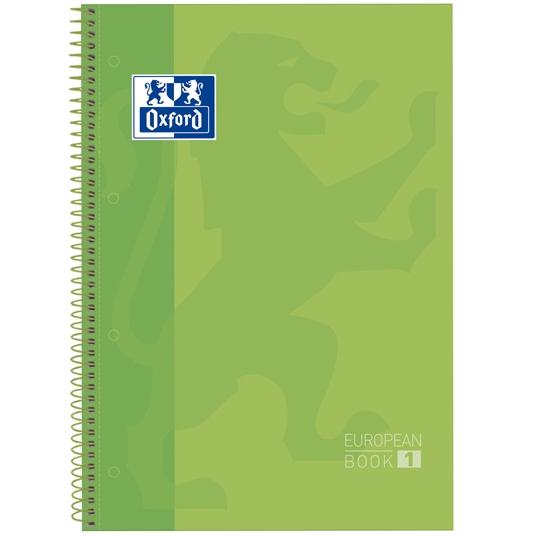 Oxford Cuaderno Classic Europeanbook 1 Write&Erase 80H A4+ 1 Linea Microperforado T/Extradura Pack 5 Ud Verde Manzana