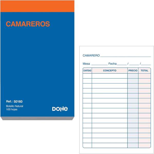 Dohe Talonario De Comandas - Bolsillo Natural - 100 Hojas - Sencillo