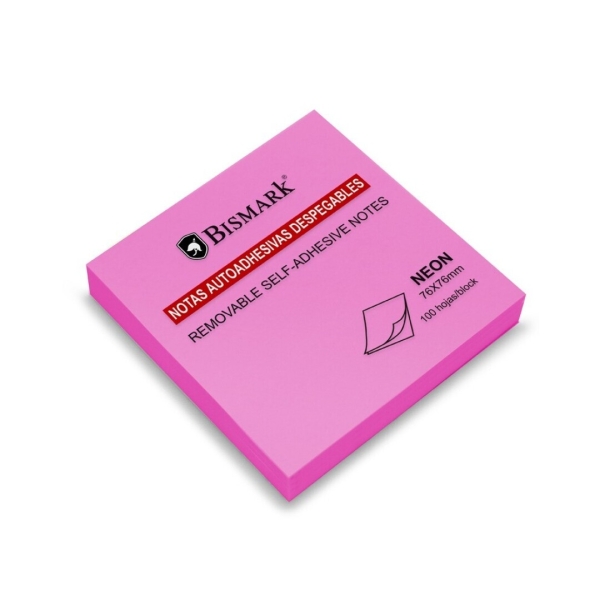 Bismark Bloc De 100 Notas Adhesivas 76X76Mm - Color Magenta Neon