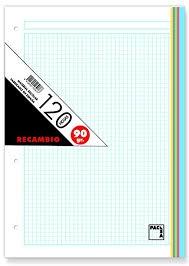 Pacsa Recambio 120H A4 90Gr 5X5 + Greca 4 Taladros 5 Bandas Colores