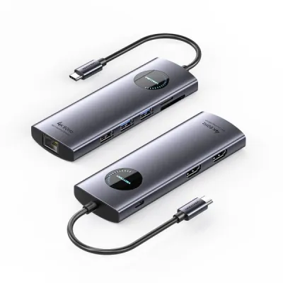 Vention Docking Station 9 En 1 Usb-C A 2Xhdmi/2Xusb3.0/Usb 2.0/Rj45/Sd/Tf/Pd 100W - 0.15M - Color Gris