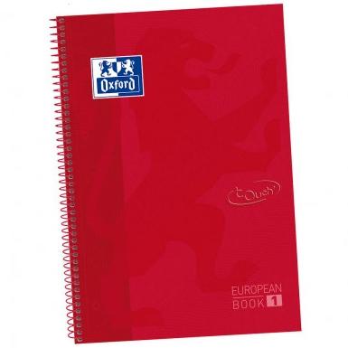 Oxford Cuaderno Touch Europeanbook 1 Write&Erase 80H A4+ 5X5Mm Microperforado Tapa Extradura Carmín