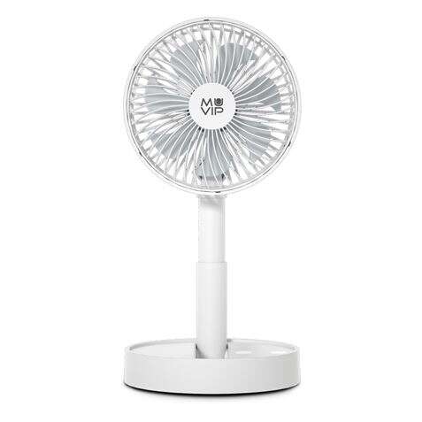 Muvip Ventilador De Sobremesa Portatil Plegable 5W 15Cm De Diametro - 4 Velocidades - Angulo Ajustable Hasta 90º - Autonomia Hasta 12H - Color Blanco