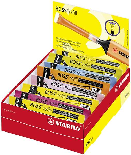 Stabilo Boss 70 Recarga De 3Ml Para Marcador Fluorescente - Tinta Con Base De Agua - Colores Surtidos