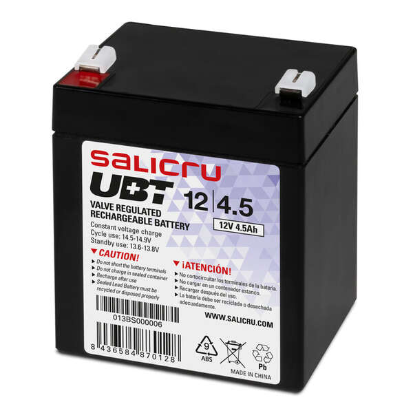 Salicru Ubt 12/4,5 Bateria Agm Recargable De 4,5 Ah / 12 V - Color Negro