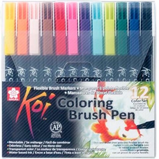 Talens Sakura Rotuladores Punta Pincel Koi Colouring Brush Pen Estuche De 12 C/Surtidos