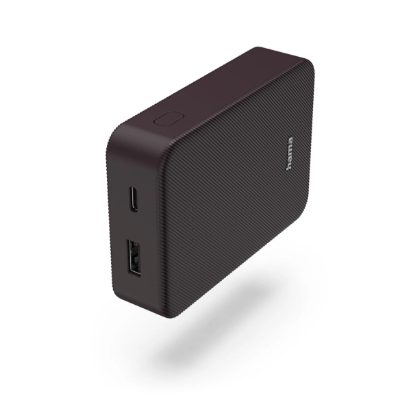 Hama Color 10 Bateria Externa Powerbank 10000Mah - Polimero De Litio - Usb-C - Usb-A - Carga Rapida - Indicador Led De Carga - 2 Conexiones De Salida - 23X92X65Mm - Color Purpura Oscuro