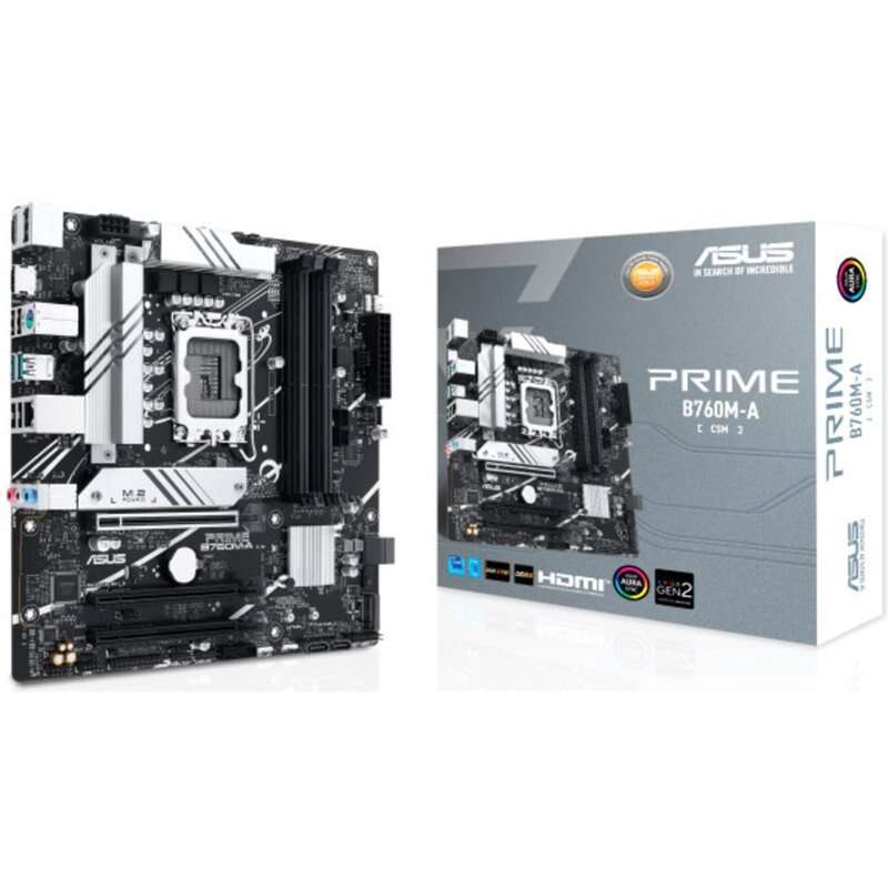 Asus Prime B760M-A Csm Placa Base Intel Lga1700 4X Ddr5 - Hdmi, M.2, Pcie4.0, 4X Sata Iii, Usb 3.2, Microatx