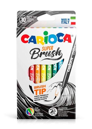 Carioca Rotulador Super Brush Punta Pincel Colores Surtidos Estuche 10 Ud