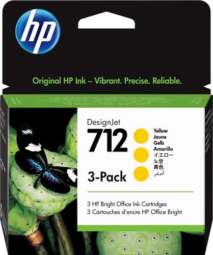 Hp 712 Amarillo Pack De 3 Cartuchos De Tinta Originales - 3Ed79A