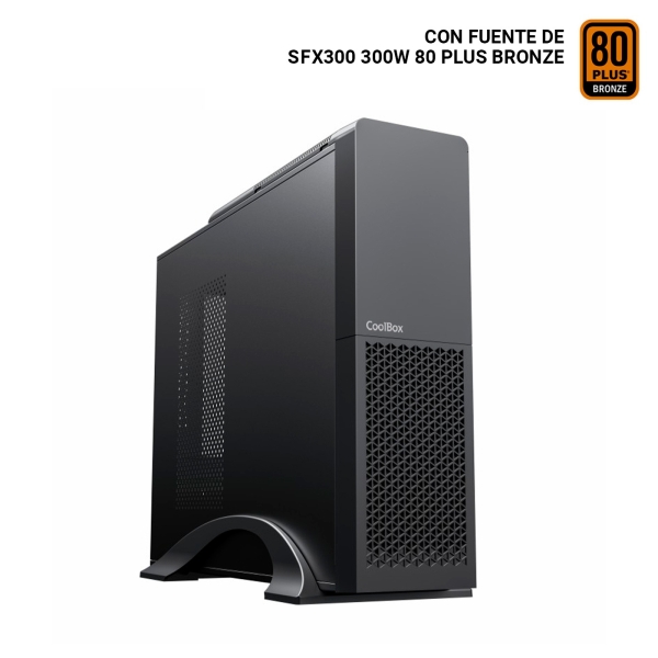 Coolbox T313-Bz Slim Caja Torre Micro Atx, Mini Itx - Tamaño Hdd 2.5", 3.5" - Usb 3.0, Usb-C - Fuente De Alimentacion 300W - Color Negro