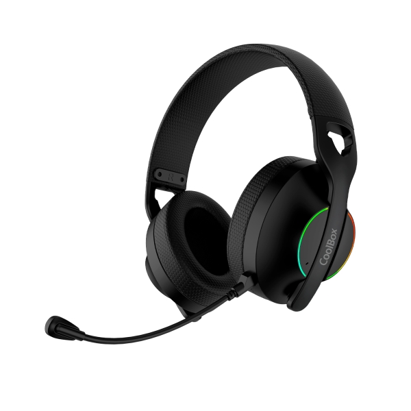 Coolbox Wb01 Auriculares Gaming Inalambricos Con Microfono - Conectividad Bluetooth 5.4, Inalmabrica 2.4Ghz O Jack - Iluminacion Rgb - Autonomia Hasta 20H - Cancelacion De Ruido - Color Negro