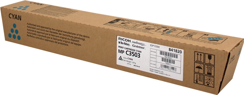 Ricoh Aficio Mp-C3003/Mp-C3004/Mp-C3503/Mp-C3504/Mp-C4504/Mp-C5504/Mp-C6004 Cyan Cartucho De Toner Original - 841820/841816