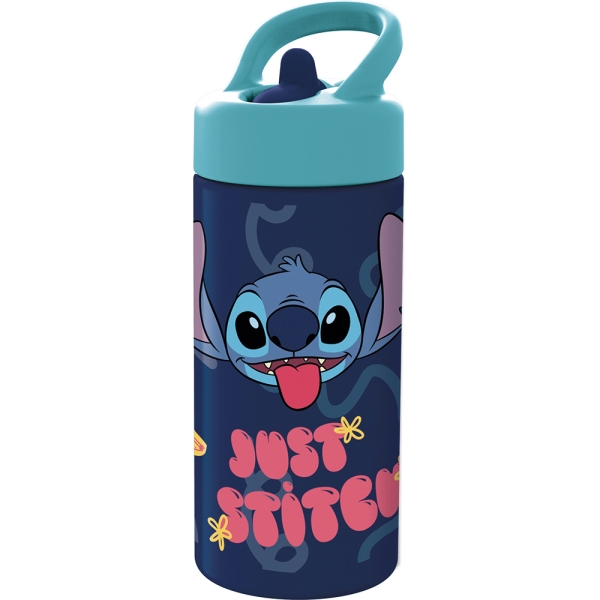 Safta Stitch Sweet Botella De 410Ml - Pvc Sin Bpa - Valvula De Salida De Agua - Asa Superior - Tapon Roscado - 74X64X178Mm - Color Azul Marino