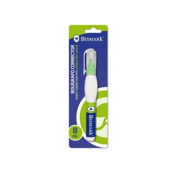 Bismark Boligrafo Corrector 8Ml - Punta Metalica Fina - Alta Precision - Diseño Ergonomico