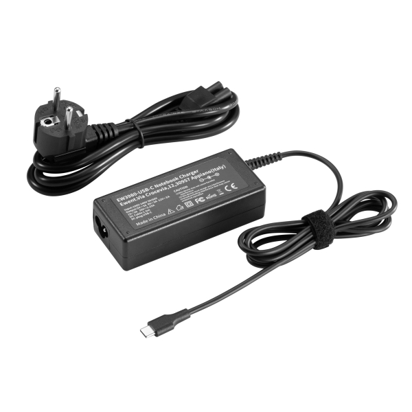 Ewent Cargador Para Portatil Usb Tipo C - Power Maxima Entregada 65W - Longitud Cable 300 Cm - Color Negro