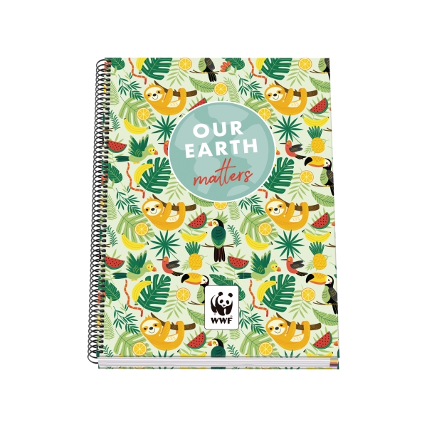 Dohe Wwf Tropic Cuaderno Espiral A4 100 Hojas Microperforadas Cuadricula 5Mm - Tapa Dura Carton Forrado - Bandas De Color