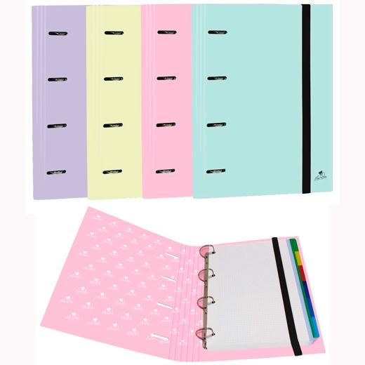 Mariola Carpeta Anillas Mixtas 4 X 25Mm Carpeblock C/Recambio 100H A4 C/Goma 6 Separadores Cartón Forrado C/Surtidos Pastel