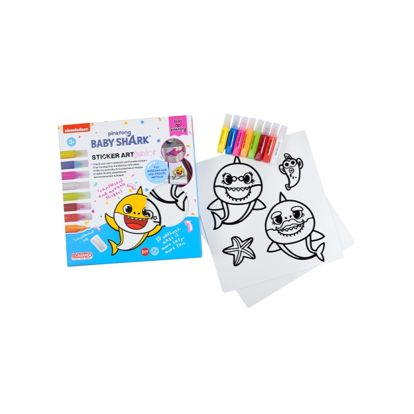 Comansi Sticker Art Junior Baby Shark - Pegatinas Creativas Para Ventanas  - Manualidades Infantiles - Surtido Temático