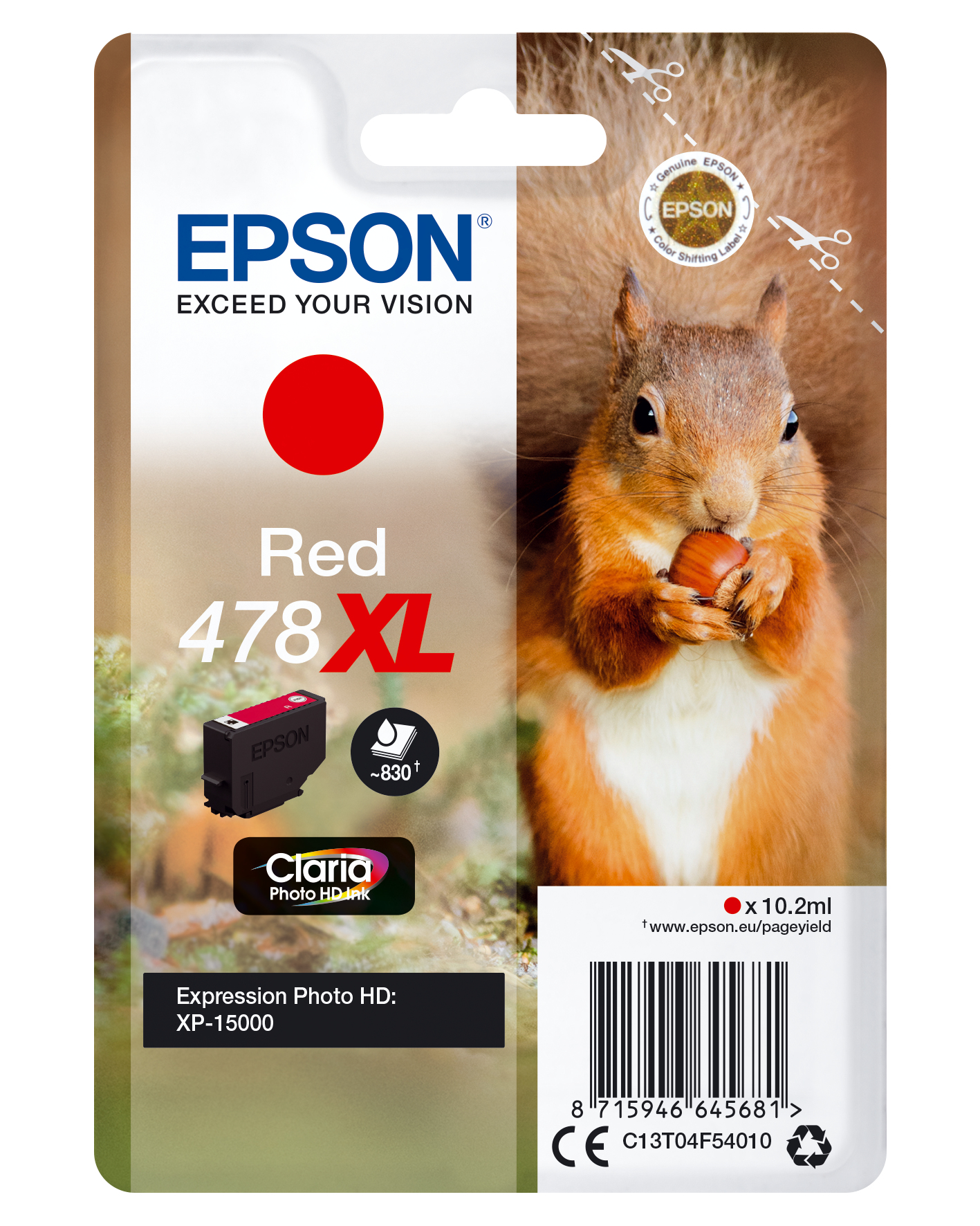Epson Tinta Rojo Singlepack Claria Photo Hd Ink  - Nº 478Xl