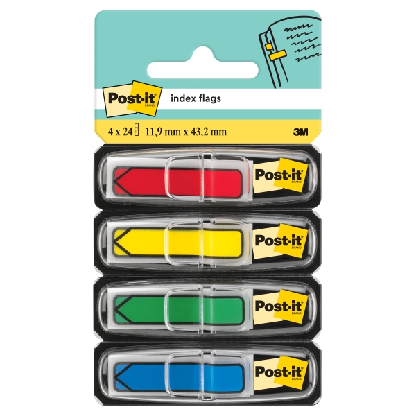 Post-It Index Pack De 4 Dispensadores Con 24 Marcadores De Indice Reposicionables - Forma Rectangular - Colores Surtidos