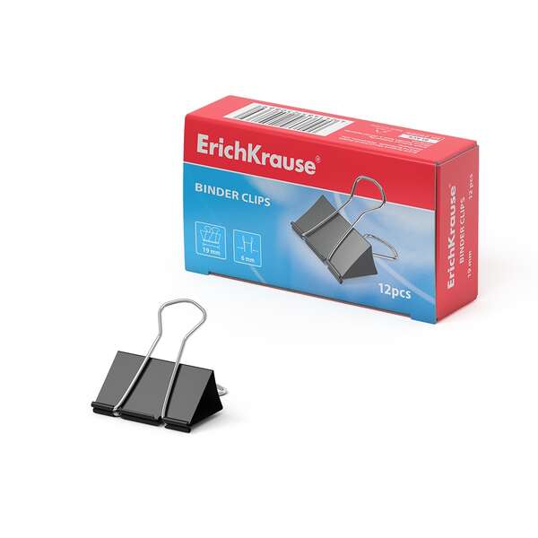 Erichkrause Pack De 12 Pinzas Sujetapapeles - Alambre De Acero De Alta Calidad - Resistencia Mejorada - Capacidad Hasta 70 Hojas - Resistente A La Corrosion - Color Negro