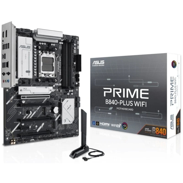 Asus Prime B840-Plus Wifi Placa Base Am5 -Wifi, Bluetooth, 4X Ddr5, 3X M2, 4X Sata Iii, Pcie 3.0, 4.0, Usb 2.0, 3.2, Usb-C, Rj-45, Hdmi, Displayport - Factor De Forma Atx