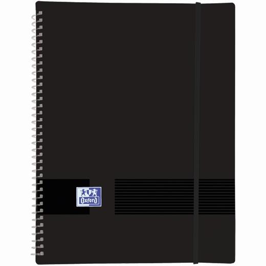 Oxford Carpeta Con 30 Fundas Cristal 50 Micras Espiral A4 Cierre C/Goma Plástico Opaco Negro