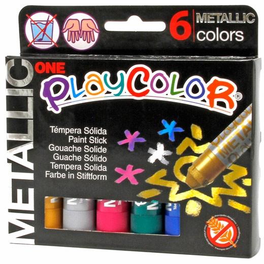 Playcolor Témperas Sólidas Metallic One Barra 10Gr Estuche De 6 C/Surtidos Metálicos