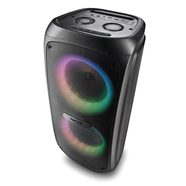 Ngs Wild Temper Altavoz Portatil 200W Tws Bluetooth 5.3 - Iluminacion Led Rgb - Usb, Aux In Y Doble Entrada De Microfono - Autonomia Hasta 5H - Color Negro
