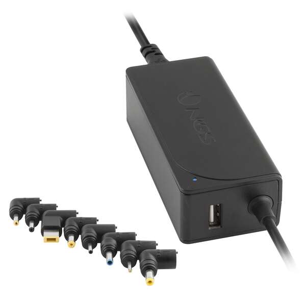 Ngs Cargador Universal Automatico Para Portatil 45W - 8 Adaptadores - 1X Usb - Indicadores Led