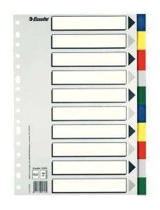 Esselte Separadores 10 Posiciones Folio Pp Colores Con Carátula Índice Cartón Blanco / Negro