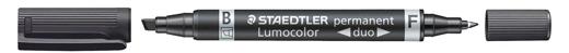 Staedtler Marcador Permanente Dúo Lumocolor 348 B Doble Punta Fina/Biselada Negro