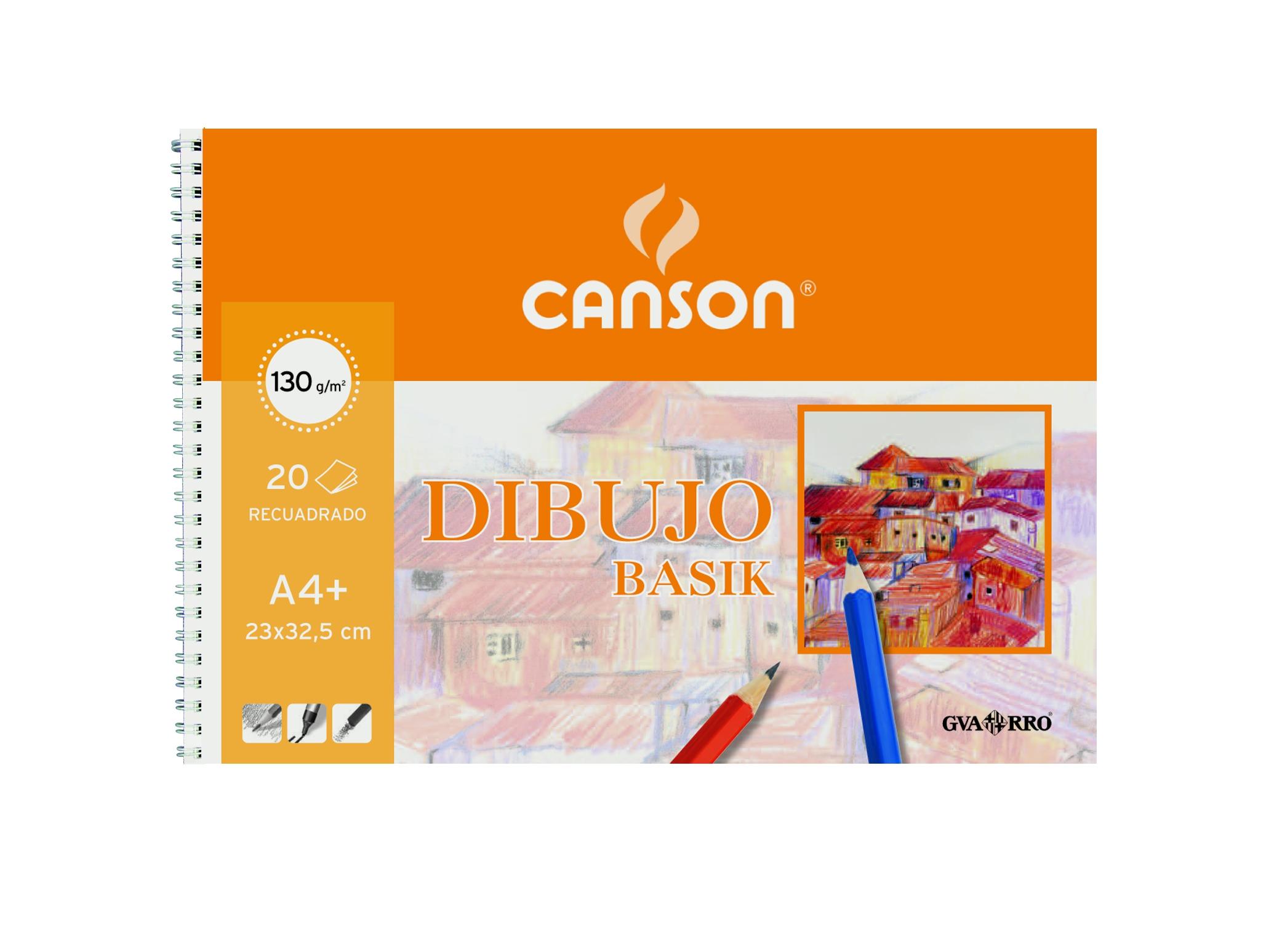 Canson Bloc Dibujo Basik Espiral 20H A4+ 130Gr Microperforado C/Recuadro Blanco Natural -10U-